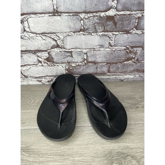 OOFOS OOlala Purple Metallic Recovery Flip Flop Sandals Women’s Sz 7.5M US/38EU - Picture 3 of 16